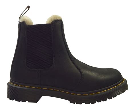dr martens ladies leonore faux fur lined burnished wyoming leather chelsea boots ebay