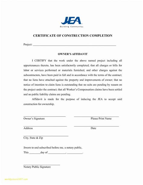 practical completion certificate template jct  professional templates