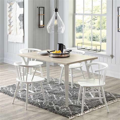 ashley furniture grannen white  pc rectangular dining table