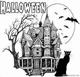 Coloring Pages Haunted House Halloween Coloring4free Castle Related Posts sketch template