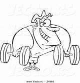 Strong Vector Cartoon Builder Dumbbells Outlined Holding Coloring Body Leishman Ron Royalty sketch template