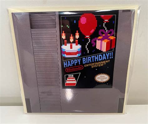 retro gaming birthday card nintendo nes cartridge design etsy