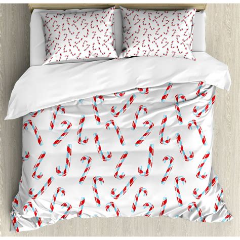 Candy Cane King Size Duvet Cover Set Aquarelle Style Sweets