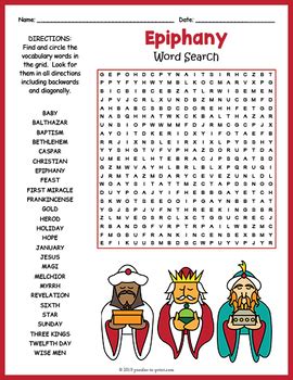 kings day activity epiphany word search worksheet  puzzles