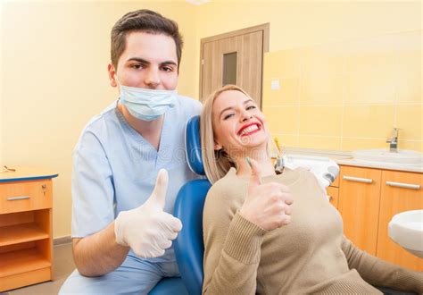 Dentist Doctor And Patient Showing Thumbs Up Stock Image Image Of