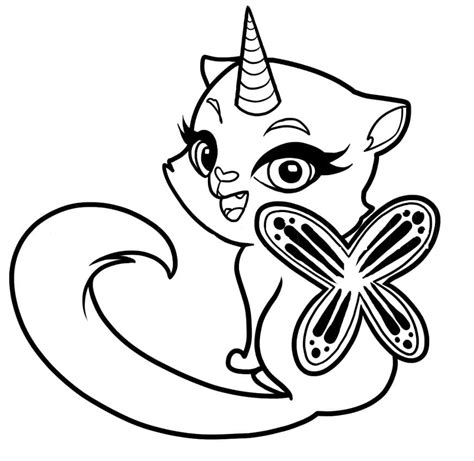unicorn cat  butterfly coloring page  printable coloring pages
