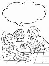 Hood Riding Red Little Coloring Pages Grandma Library Popular sketch template
