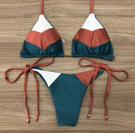 Αγορά Κολύμπι Sexy Halter Swimsuit Women Thong Micro Bikini Push Up