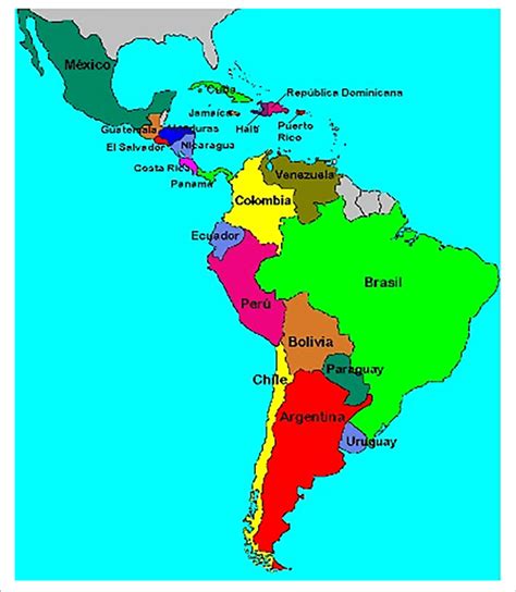 map showing latin american countries  scientific diagram