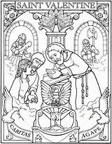 Coloring Valentine St Saints Catholic Pages Saint Printable Christian School Sunday Valentines Kids Religion Colouring Sheets Color Print Crafts Feast sketch template