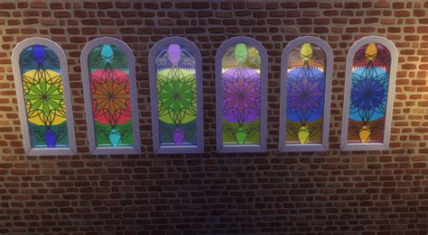 mod  sims stained glass windows  rosettes