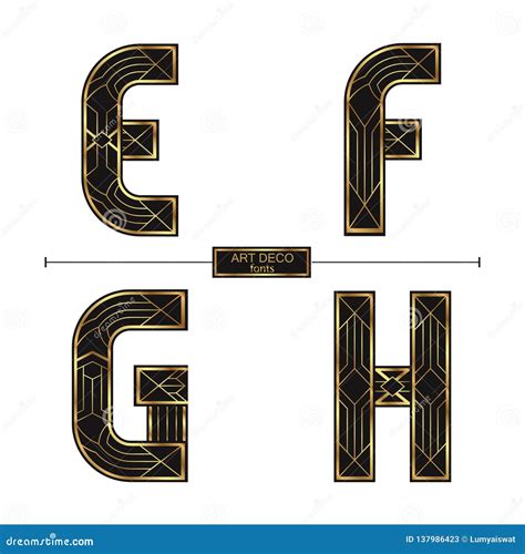 alphabet art deco style   set efgh stock vector illustration  background collection