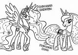 Celestia Luna Pony Little Colouring Coloring Princess Pages Stand sketch template
