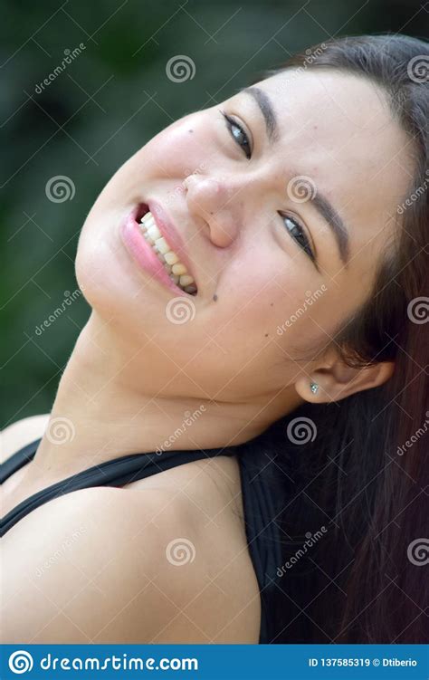 happy beautiful filipina adult female stock image image of grown