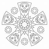 Kids Mandala Pages Coloring Happy Printable Face sketch template