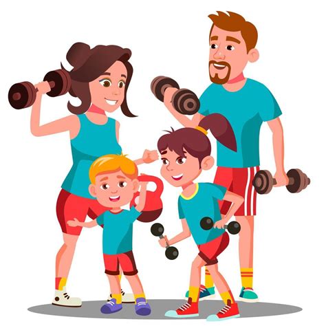 sports family parents  children  sports outdoor vector isolated illustration