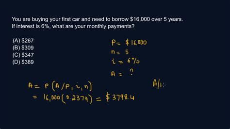 calculate monthly amount  present worth p youtube