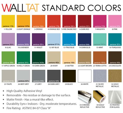 Walltat Wall And Glass Decal Colors