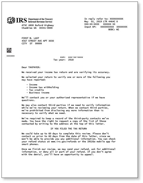 irs letter  sample
