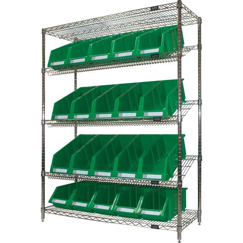 kleton slanted wire shelf with bins 5 tiers 48 w x 63 h x 18 d
