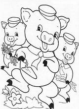Pigs Little Three Coloring Pages Preschool Printable Practice sketch template