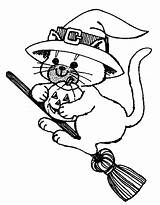 Halloween Cat Coloring Pages Color Cats Sheets Animal Printable Kids Cute Happy Kitty Print Colouring Witch Printables Hat Book sketch template
