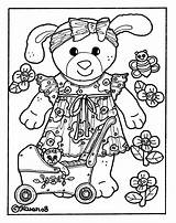 Doll Colour Postcards Dukke Bear Farvelægge Til Postkort Bamse Og Karen Paper Ulla Colouring Karens Outs Kravlenisser Cut Pages sketch template