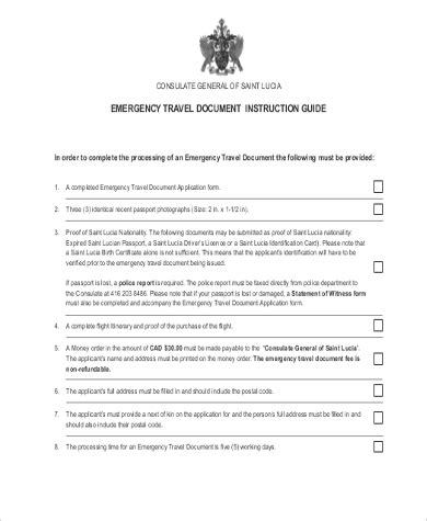 sample travel document forms   ms word