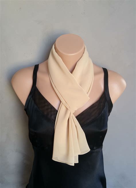 Buy Hand Crafted Nude Chiffon Scarf Made To Order From All Seasons