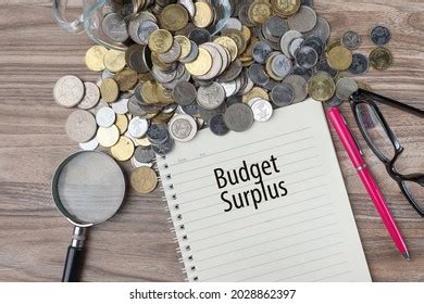 budget surplus concept message written  stock photo  shutterstock