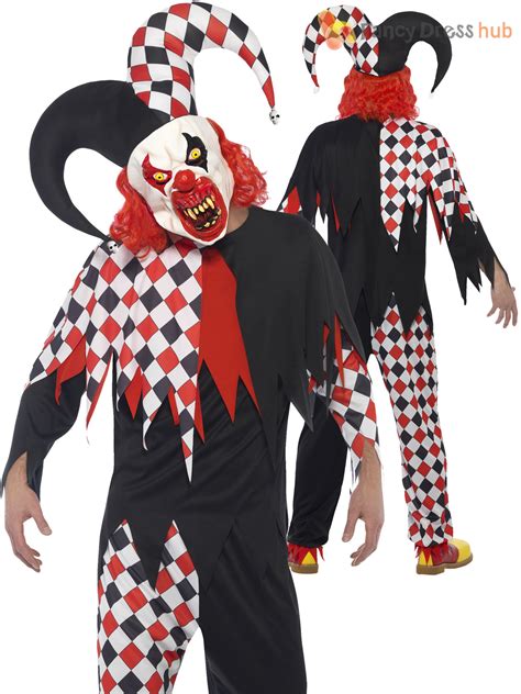 mens scary clown costume mask halloween evil sinister circus adult