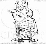 Macbeth Cartoon King Angry Sword Coloring Clipart Drawing Pages Holding Illustration Lineart Outline Vector Royalty Leishman Ron Toonaday Getcolorings Getdrawings sketch template