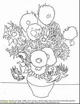 Coloring Sunflower Sunflowers Vincent sketch template