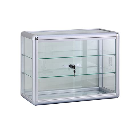 24 L X 12 W X 18 H Silver Aluminum Frame Countertop Glass Display Case