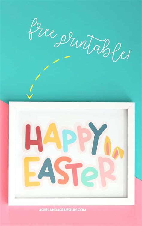 happy easter printable  girl   glue gun