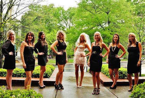 Bachelorette Party Everyone Wheres A Black Dress Bride Wears White
