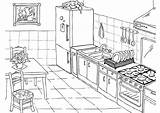Kitchen Coloring Pages Clean Room Modern sketch template