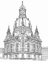 Dresden Frauenkirche Coloring Pages Architecture Clipart Hellokids Drawing Germany Color Dibujo Famous Google Paris Places Di Castle Colouring Mandala German sketch template