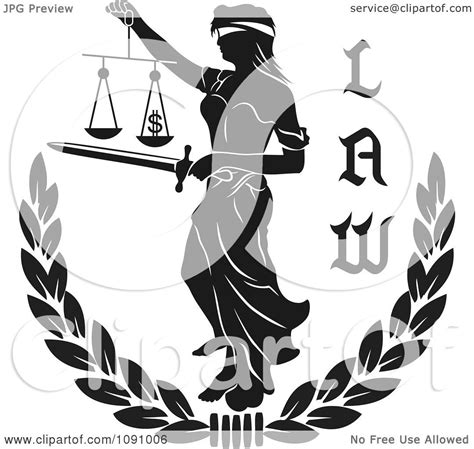 Clipart Black And White Laurel With Lady Justice And Law
