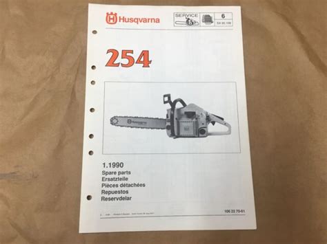 Husqvarna Chainsaw 254 1990 Illustrated Parts List Manual Husky