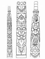 Totem Poles Haida Colorare Ausmalbilder Printable Disegni Totempfahl Indianer Pfahl Totens Muster Pali Tiki Ausmalen Nativi Americani Bedeutung Zeichnen Tlingit sketch template