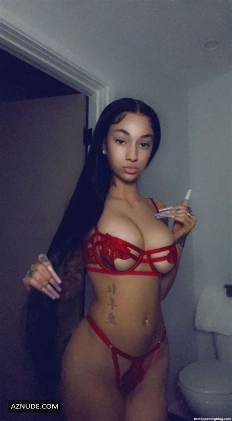 Bhad Bhabie Sexy Shows Boobs In Revealing Red Lingerie