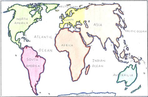 world map continents  oceans amped  learning