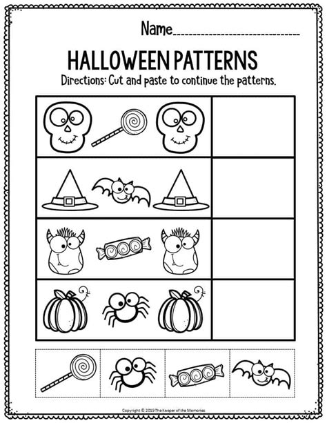 preschool worksheets halloween patterns  keeper   memories