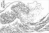 Vague Hokusai Kanagawa Tsunami Colorear Masterpieces Kunstwerk Coloriages Erwachsene Malbuch Fur Vagues Adulti Justcolor Woodblock Kangawa Disasters Earthquake Offs Ukiyo sketch template
