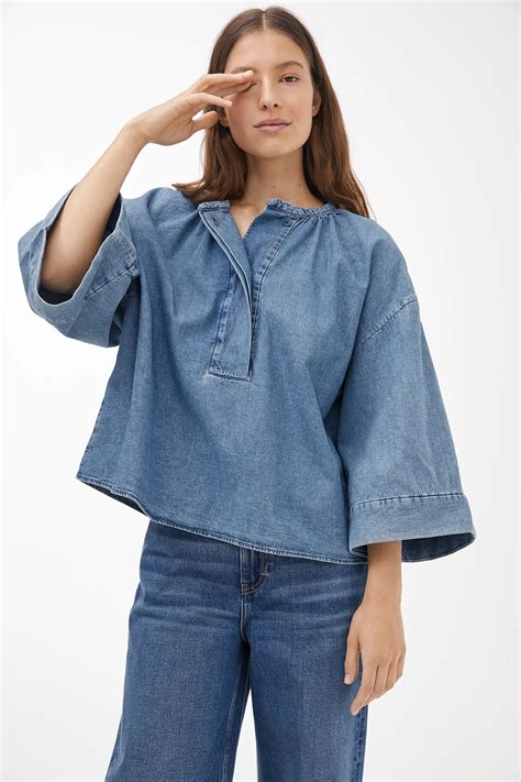 denim blouse denim blouse blue shirt blouse upcycle shirt