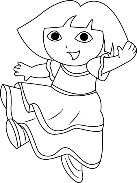 happy dora jumping coloring page  printable coloring pages  kids