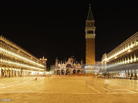 Night Shot Piazza San Marco Venice Italy High Res Stock
