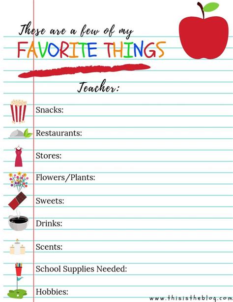 teachers favorite     printable  room parents