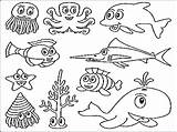Coloring Animals Pages Ocean Sea Animal Fish Ecosystem Water Drawing Underwater Deep Creatures Life Plants Color Printable Scene Getdrawings Preschool sketch template